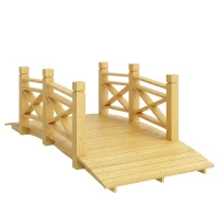 Outsunny Gebogene Gartenbrücke aus verkohltem Holz mit sicherem Handlauf und Tragkraft 200 kg 174 x 78 x 57,5 cm natur(m-1)