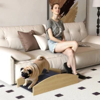 PawHut Bascule Chien Agility Réversible 2-en-1 Escalier pour Chien 3 Marches en Bois 80x39,5x20cm, Bois Naturel(m-10)