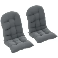 Outsunny Lot de 2 Coussin de Siège pour Chaise Adirondack avec Attaches Sécurisées, Design Capitonné Doux et Épais, Gris(m-7)