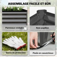 Outsunny Potager sur Pieds en Métal, Jardinière Surélevée en Métal 241L avec Barres Renforcées et Tissu Non-Tissé, Gris Foncé(m-6)