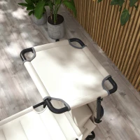 Outsunny Lot de 2 Bains de soleil transats pliables grand confort dossier pare-soleil réglables multi-positions, crème(m-7)