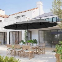 Outsunny Parasol de jardin XXL parasol grande taille ouverture fermeture manivelle acier polyester haute densité noir(m-10)