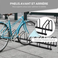 HOMCOM Râtelier 6 vélos dim. 160L x 33l x 27H cm acier galvanisé noir(m-6)