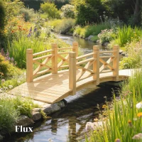 Outsunny Ponte de Jardim em Madeira Carbonizada Arqueada Corrimão Seguro e Carga 200 kg 174 x 78 x 57,5 cm Natural(m-4)