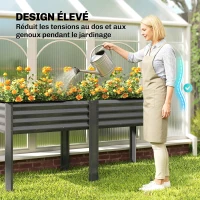 Outsunny Potager sur Pieds en Métal, Jardinière Surélevée en Métal 241L avec Barres Renforcées et Tissu Non-Tissé, Gris Foncé(m-7)
