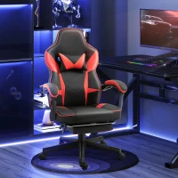 Vinsetto Fauteuil gaming gamer chaise de bureau ergonomique pivotante 360 ° hauteur dossier réglables repos-pieds rétractable 68 x 68 x 126 cm noir rouge(m-10)