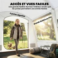 Outsunny Tente arrière de voiture Tente d'auvent de Voiture pour 2 à 4 per. 320 x 280 x 205 cm avec 4 portes, fenêtre, gris(m-6)