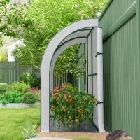 Outsunny Serre d'hivernage murale serre adossée barrière anti-herbe portes et panneau frontal enroulables 200 x 80 x 157 cm blanc(m-6)