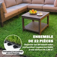 Outsunny Gazon Synthétique 22 Pièces Dalle Gazon Clipsable DIY 25mm Haute Densité Auto-drainant pour Balcon Jardin(m-7)