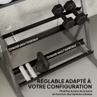 SPORTNOW Support pour haltères à 3 niveaux, support de poids réglable en acier pour haltères, kettlebells, noir(m-5)
