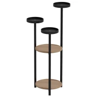 Outsunny Étagère à plantes en bois métal ronde support fleurs 5 niveaux pour extérieur intérieur, dim. 28L x 28l x 87H cm(m-12)