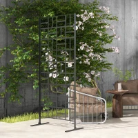 Outsunny Panneau brise vue décoratif paravent extérieur à motif géométrique ajouré en métal - 90L x 45l x 198H cm, noir(m-10)