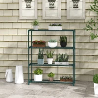Outsunny Étagère à fleurs supports porte plante 4 niveaux, intérieur et extérieur en acier, dim. 89L x 28l x 107H cm, vert(m-10)