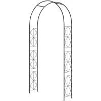 Outsunny Arche de Jardin arche à rosiers treillis plantes grimpantes style Fer forgé dim. 114L x 30l x 230H cm métal époxy Noir(m-1)