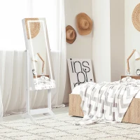 HOMCOM Armoire à bijoux LED avec miroir sur pied range bijoux avec éclairage à écran tactile blanc(m-9)