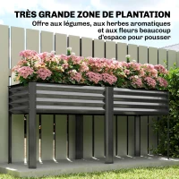 Outsunny Potager sur Pieds en Métal, Jardinière Surélevée en Métal 241L avec Barres Renforcées et Tissu Non-Tissé, Gris Foncé(m-4)