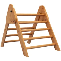 HOMCOM Triangle d'apprentissage à grimper pour enfants pliable en bois - 90 x 64 x 70 cm marron(m-12)