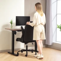 HOMCOM Bürostuhl, ergonomischer Bürostuhl mit hochklappbaren Armlehnen, höhenverstellbar, Wippfunktion, schwarz(m-4)