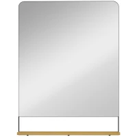 HOMCOM Miroir mural 80 x 60 cm avec étagère en bois, miroir rectangulaire moderne avec cadre en métal, noir(m-12)