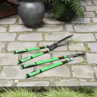 Outsunny Lot de 2 cisailles de jardin, cisaille à haies longueur 63,5-78,5 cm sécateur à enclume longueur 64,5-90 cm vert et noir(m-10)