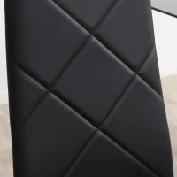 HOMCOM Set de 4 scaune de sufragerie cu spatar inalt, moderne din piele artificiala si otel, 41x50x97cm, negru(m-13)