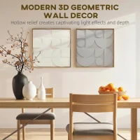 HOMCOM Zestaw 2 Dekoracji Ściennych 3D, Geometria, Nowoczesna, dla Salonu, Przedpokoju, 80 x 3,5 x 80 cm, Biała(m-4)