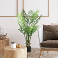 HOMCOM Plante artificielle intérieure 120 cm, palmier arbre artificiel avec pot en plastique et flocage, vert(m-10)