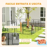 PawHut Recinto per Cani a 12 Pannelli Modulabili da 80x100 cm, Pieghevole con Porta in Acciaio e 12 Picchetti, Grigio(m-5)