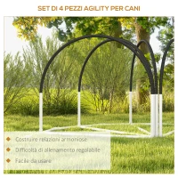 PawHut Set Agility Dog 4 Pezzi con 4 Picchetti e Borsa da Trasporto, 89x69x99 cm, Bianco e Nero(m-5)