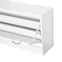 HOMCOM Mobila de Hol Moderna Garderoba Set Cuier, Oglinda si Dulap Pantofi 3 in 1, in Lemn Alb(m-12)