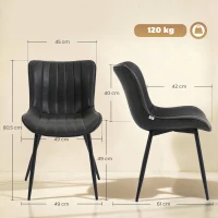 HOMCOM Conjunto de 2 Cadeiras de Sala de Jantar com Design Moderno e Capitonê para Sala Sala de Jantar Quarto Preto(m-3)