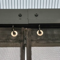 Outsunny 3 x 3(m) Hardtop Gazebo Canopy with Polycarbonate Roof, Aluminium Frame, Permanent Pavilion Garden Gazebo with Netting and Curtains for Patio, Deck, Dark Grey(m-9)