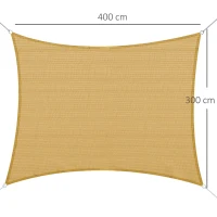 Outsunny Voile d'ombrage rectangulaire 3 x 4 m polyéthylène Haute densité Protection UV Avec sac de rangement - Coloris sable(m-3)