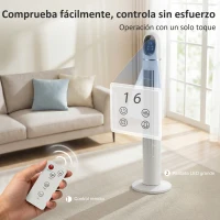 HOMCOM Ventilador de Torre con Control Remoto 3 Velocidades 3 Modos Temporizador 24H Oscilación 70° Pantalla LED Blanco(m-6)