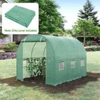 Outsunny 3 x 2 x 2m Greenhouse Replacement Cover ONLY Winter Garden Plant PE Cover for Tunnel Walk-in Greenhouse with Roll-up Windows Door Outdoor(m-10)