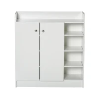 Homcom Suport Pantofi Lemn Alb – 83×30×90 cm cu Rafturi Deschise(m-15)