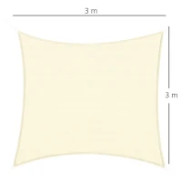 Outsunny Voile d'ombrage rectangulaire 3 x 3 m polyéthylène Haute densité Protection UV Avec sac de rangement - Coloris crème(m-3)