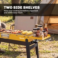 Outsunny Portable BBQ Grill, Foldable Charcoal Grill for Camping and Picnics with 2 Side Shelves and Handle, Yellow(m-5)