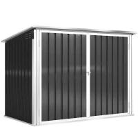 Outsunny Abri de Jardin, Organisateur Poubelles Horizontal, Gris foncé(m-1)