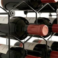 HOMCOM Suport pentru sticle Design geometric în fagure, Negru(m-5)