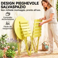 Outsunny Set Bistrò, Tavolo e Sedie Pieghevoli per 2, Giardino, Giallo.(m-6)