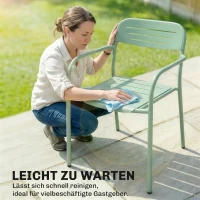 Outsunny Gartenstühle 2er Set Stapelbare Terrassenstühle mit Lamelldesign Armlehnen 56 x 58 x 78 cm Grün(m-8)