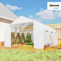 Outsunny 2H x 3.5L x 3W (m) Walk-in Tunnel PE Mesh Greenhouse White(m-9)