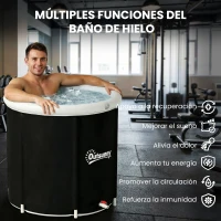 Outsunny Bañera de Hielo 280L Bañera Hinchable Portátil para Recuperación de Atletas con Cubierta y Bomba Ø78x71 cm(m-9)