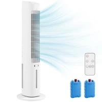 HOMCOM Tragbarer 3-in-1 Turm-Luftkühler mit 3-Liter-Wassertank, 3 Geschwindigkeiten und 3 Modi, Weiß(m-11)