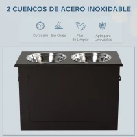 PawHut Comedero Elevado para Perros Grandes con 2 Cuencos de 2000ml y Almacenamiento Oculto 60x30x41 cm Marrón Oscuro(m-5)