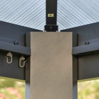 Outsunny 3 x 3(m) Hardtop Gazebo Canopy with Polycarbonate Roof, Aluminium Frame, Permanent Pavilion Garden Gazebo with Netting and Curtains for Patio, Deck, Dark Grey(m-13)