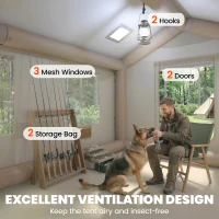 Outsunny Tenda Campismo 4 Estações, Impermeável 3000 mm, Caqui, com Bomba Inflável(m-4)