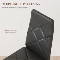 HOMCOM Set de 6 scaune de bucătărie moderne, cu spătar înalt din piele ecologică și oțel, 41x50x97 cm, negru(m-5)