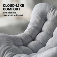 Outsunny Rattanowy Bujany Fotel Ogrodowy z Grubą Poduszką, Krzesło Ogrodowe do 120 kg Indoor Outdoor 87 x 110 x 70 cm Szary(m-4)